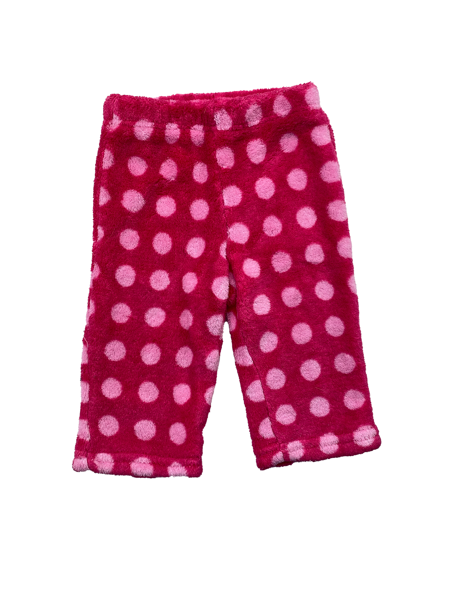 Pink Fleece Pull-On Pants with Pink Dots 3-6M