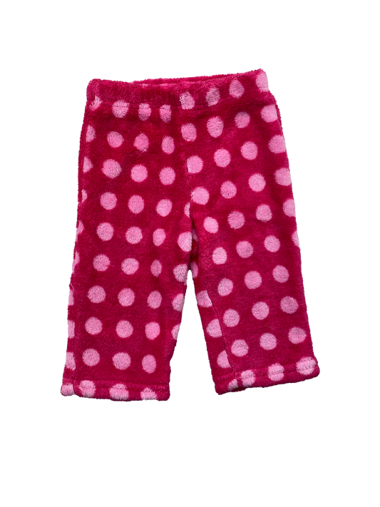 Pink Fleece Pull-On Pants with Pink Dots 3-6M
