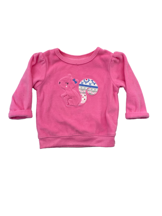 Child of Mine Pink Fleece Pull-Over Sweater with Squirrel 0-3M