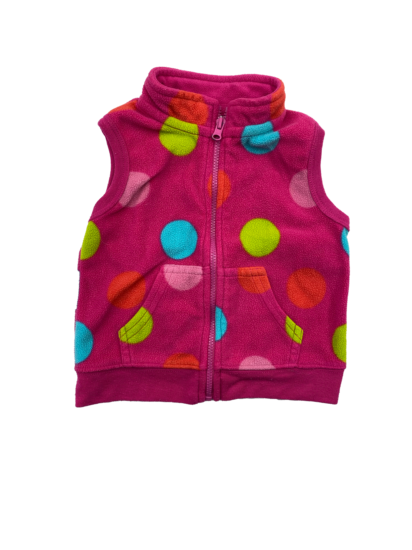 George Pink Fleece Vest with Multicoloured Dots 6-12M