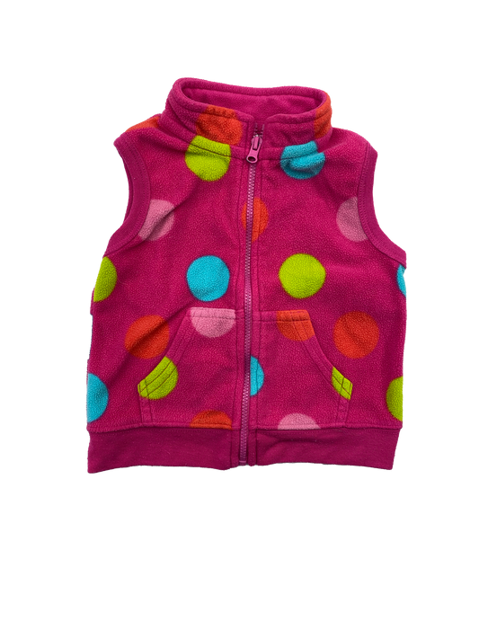 George Pink Fleece Vest with Multicoloured Dots 6-12M