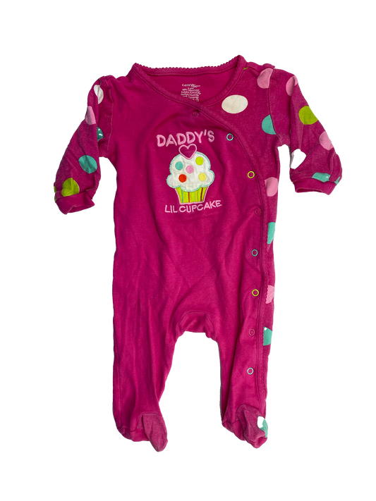 George Pink Footed Sleeper with "Daddy's Lil Cupcake" 3-6M