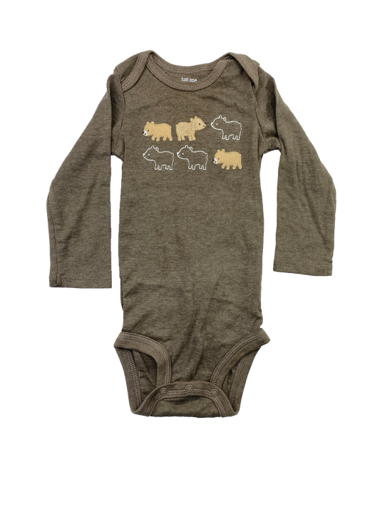 Just One You Brown Long Sleeve Onesie with Bears 12M