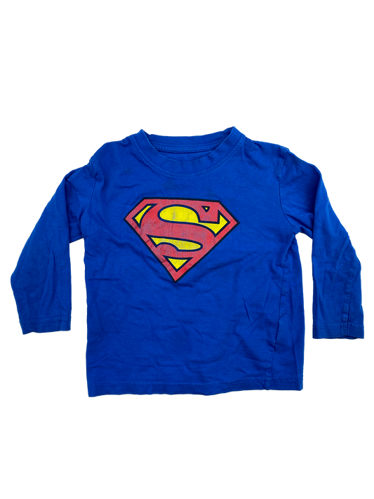 Superman Blue Long Sleeve Shirt with Superman Logo 2T