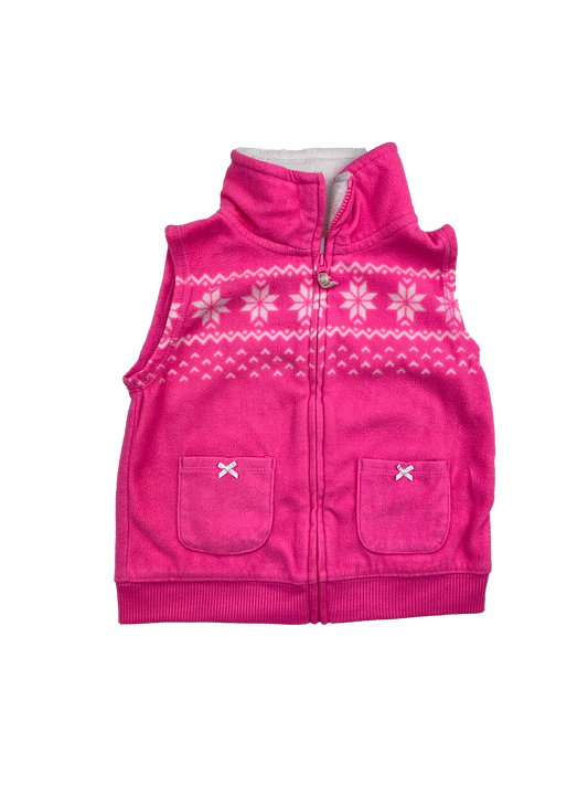 Carter's Pink Fleece Vest with White Snowflakes  24M