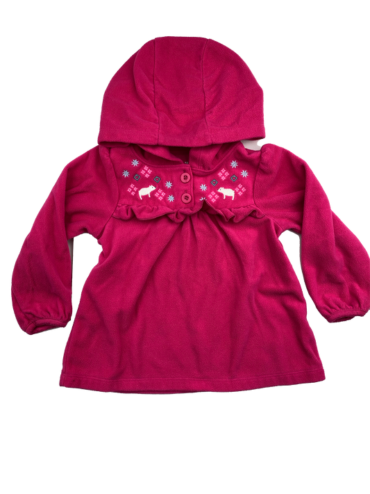 Child of Mine Pink Fleece Pull-Over Hoodie with Bears & Snowflakes 24M