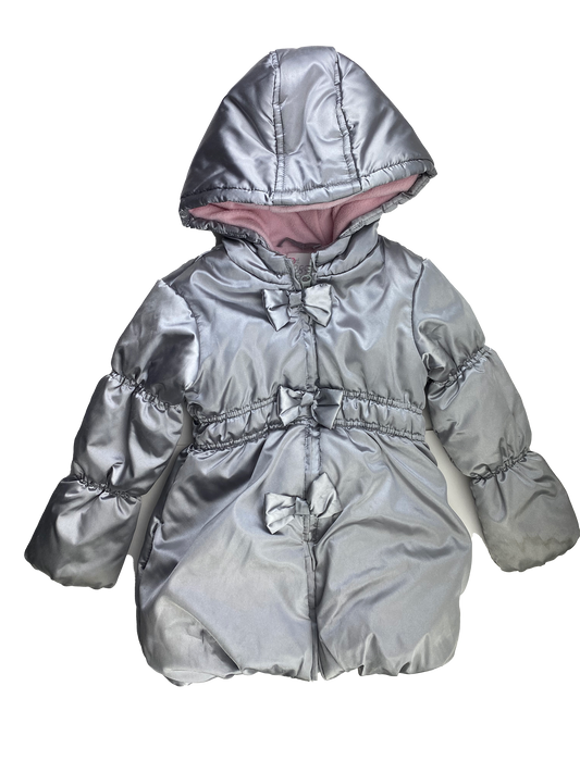 The Children's Place Silver Winter Jacket with Bows 4T