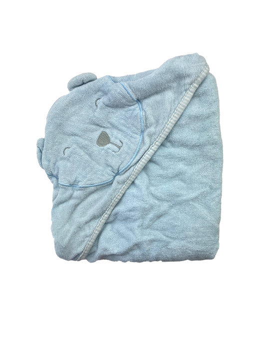Carter's Blue Hooded Towel with Bear Face OS