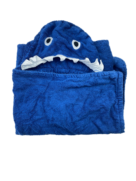 Blue Hooded Towel with Shark Teeth & Fin