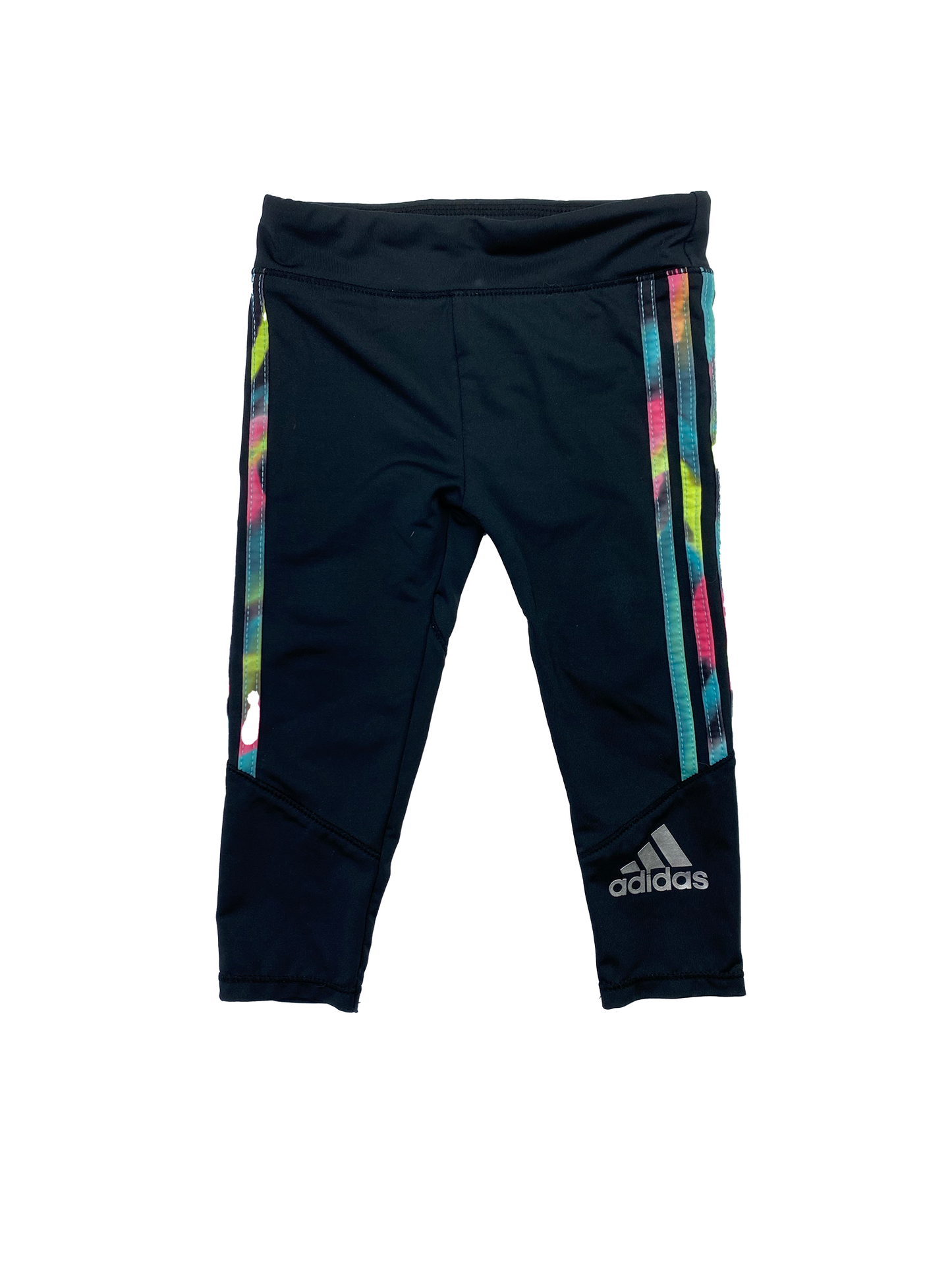 Adidas Black Leggings with Multicoloured Stripes 12M