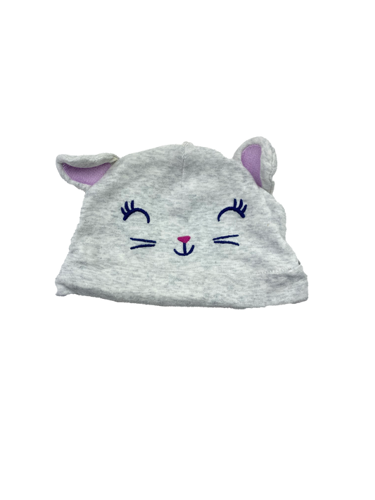 Carter's Grey Beanie with Cat Ears & Face 6M