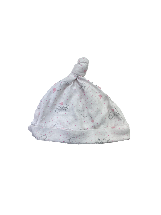 Disney White Top Knot Beanie with "Baby Piglet" 0-3M