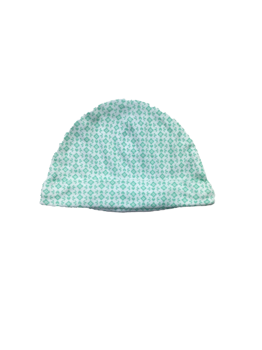 Simple Joys White Beanie with Green Flowers 6-9M