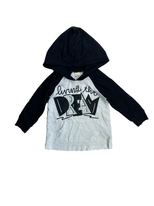 Kavio Black & White Raglan Long Sleeve with Hood "Living The Dream" 6M