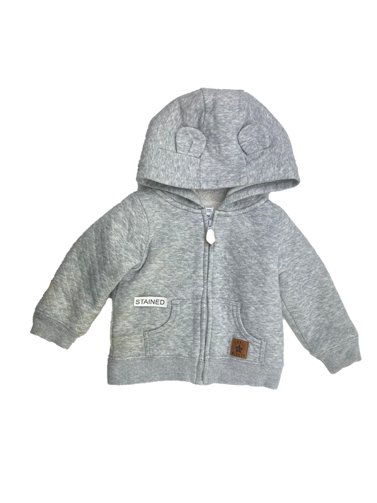 ❗️Stained: Simple Joys Grey Quilted Zip-Up Hoodie 6-9M