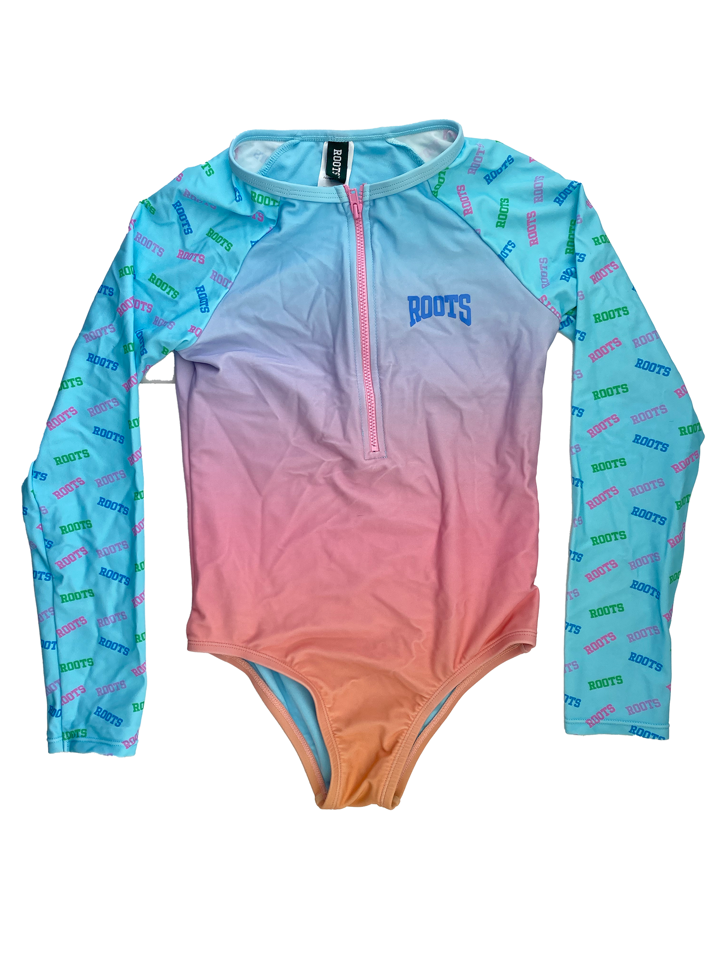 Roots Blue to Pink Long Sleeve Bathing Suit 10