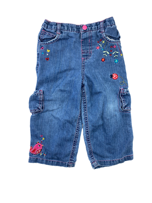 George Wide Leg Medium Wash Jeans with Embroidery 24M