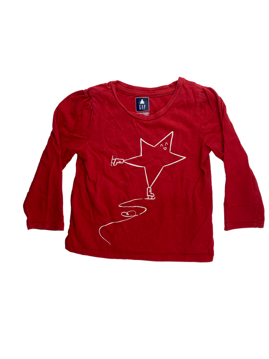 Gap Red Long Sleeve Shirt with Skating Star 3T