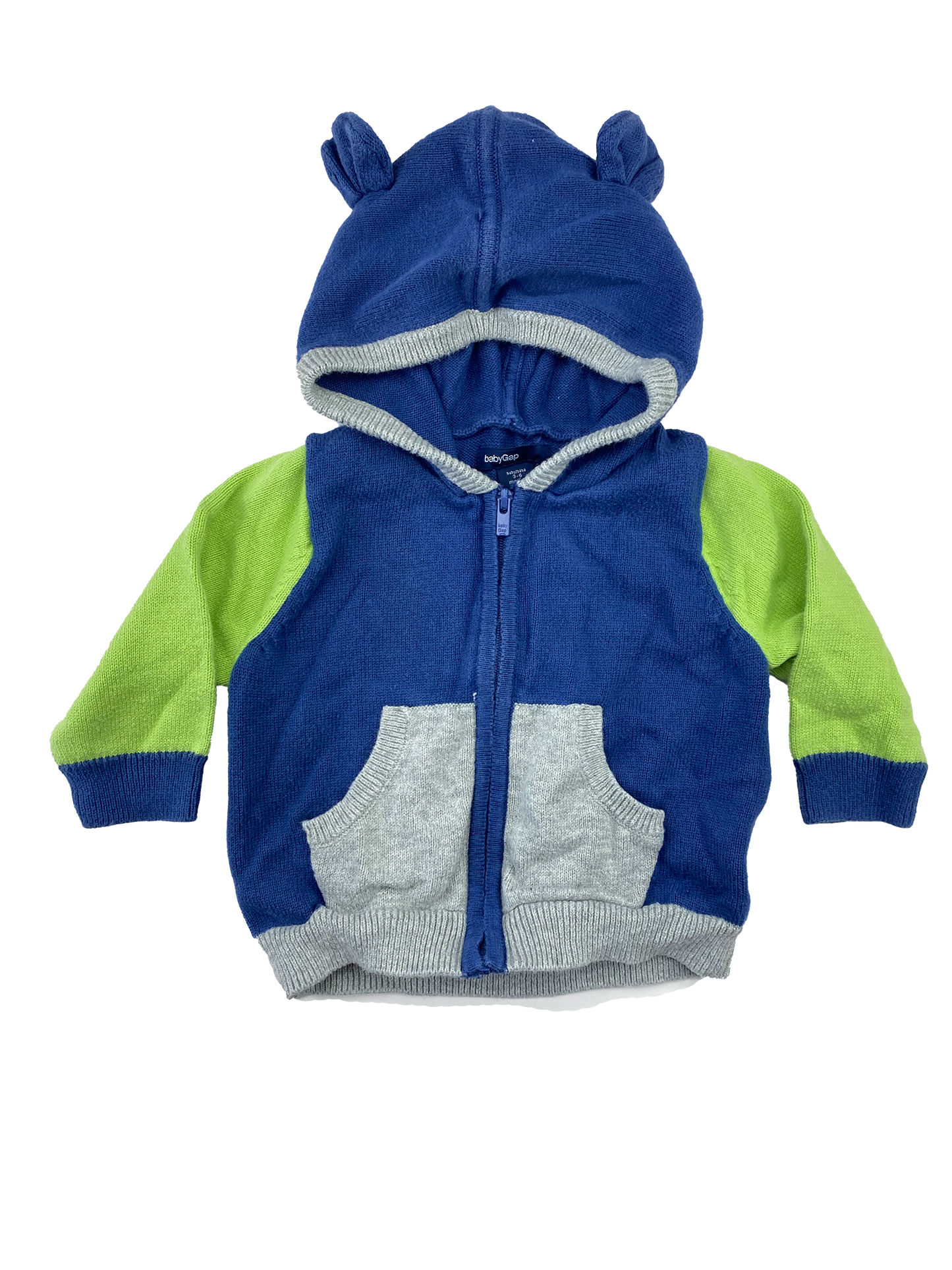 Baby Gap Blue, Green & Grey Zip-Up Hoodie 3-6M