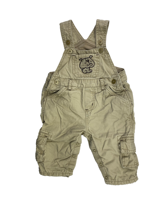 The Children's Place Beige Double Lined Overalls with Dog 6-9M