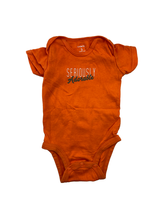 Carter's Orange Onesie with "Seriously Adorable" 3M