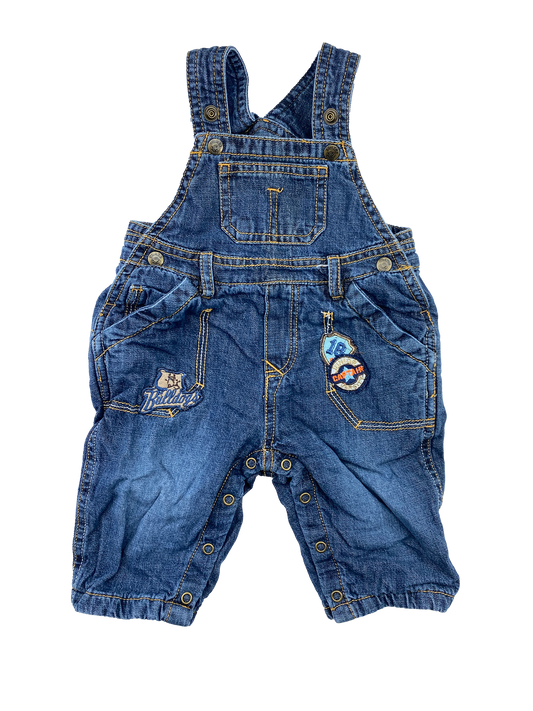 The Children's Place Dark Wash Double Lined OVeralls 3-6M