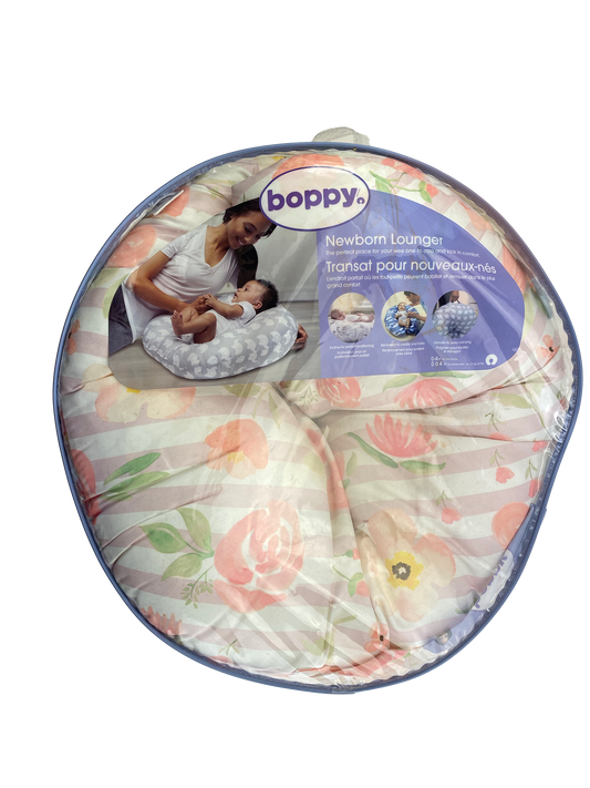 Boppy Pink Striped Newborn Lounger with Flowers 0-4M