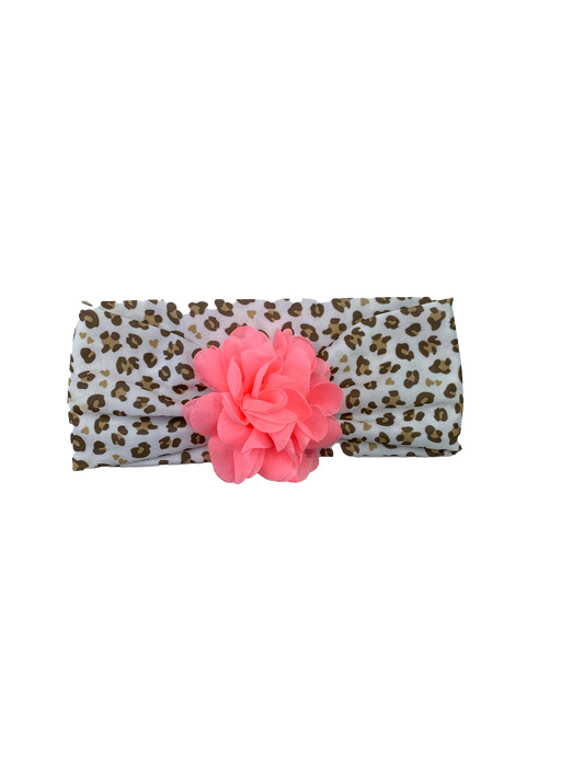 Pink Bow with Cheetah Print Headband 0-12M