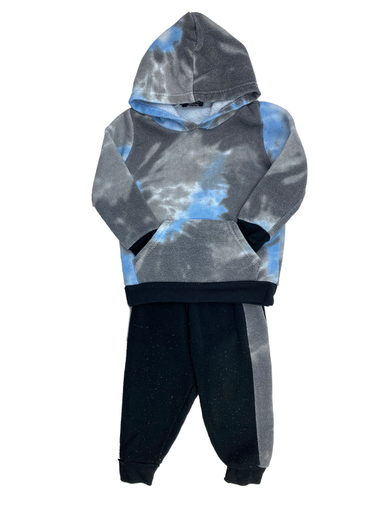 Street Rules 2-Piece Set Blue & Grey Tie Dye Hoodie with Sweatpants 2T