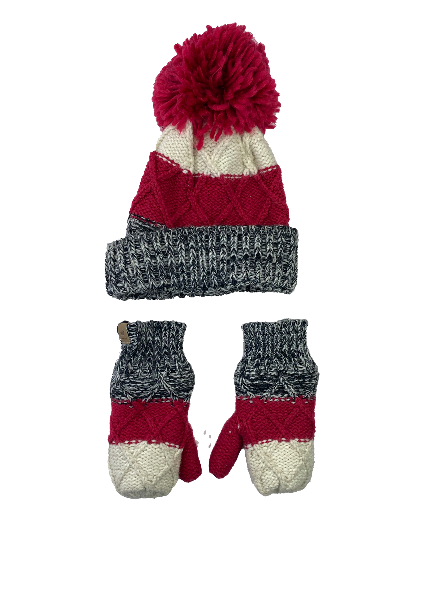 Canadiana White, Red & Grey Hat & Mittens Set Toddler Small