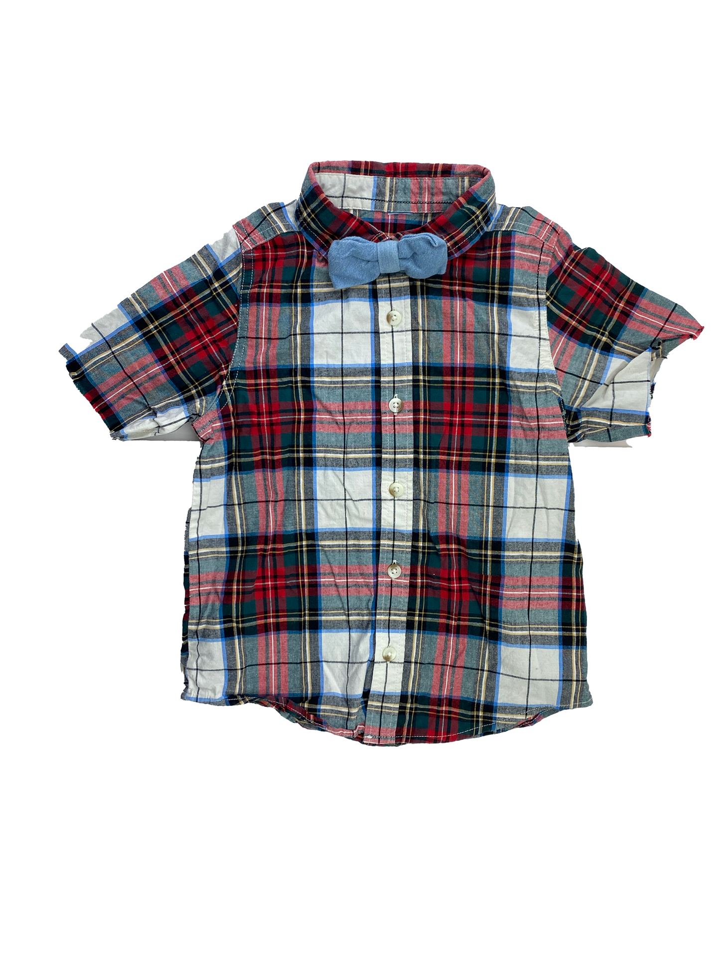 Old Navy Plaid Short Sleeve Button-Up with Bow Tie 5T