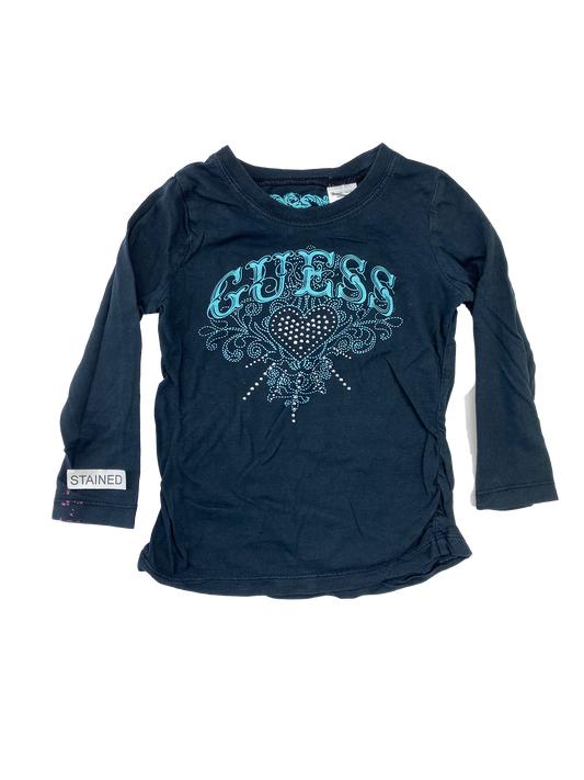 ❗️ Guess Black Long Sleeve Shirt with Logo & Heart 4T