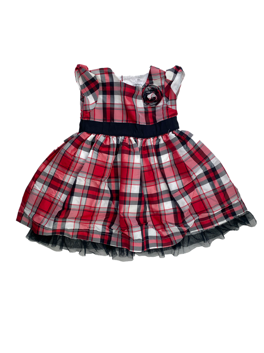 Carter's Black & Red Plaid Dress with Tulle hem 12M