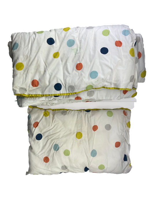 White with Multicoloured Dots Toddler Duvet Cover Set with Pillows