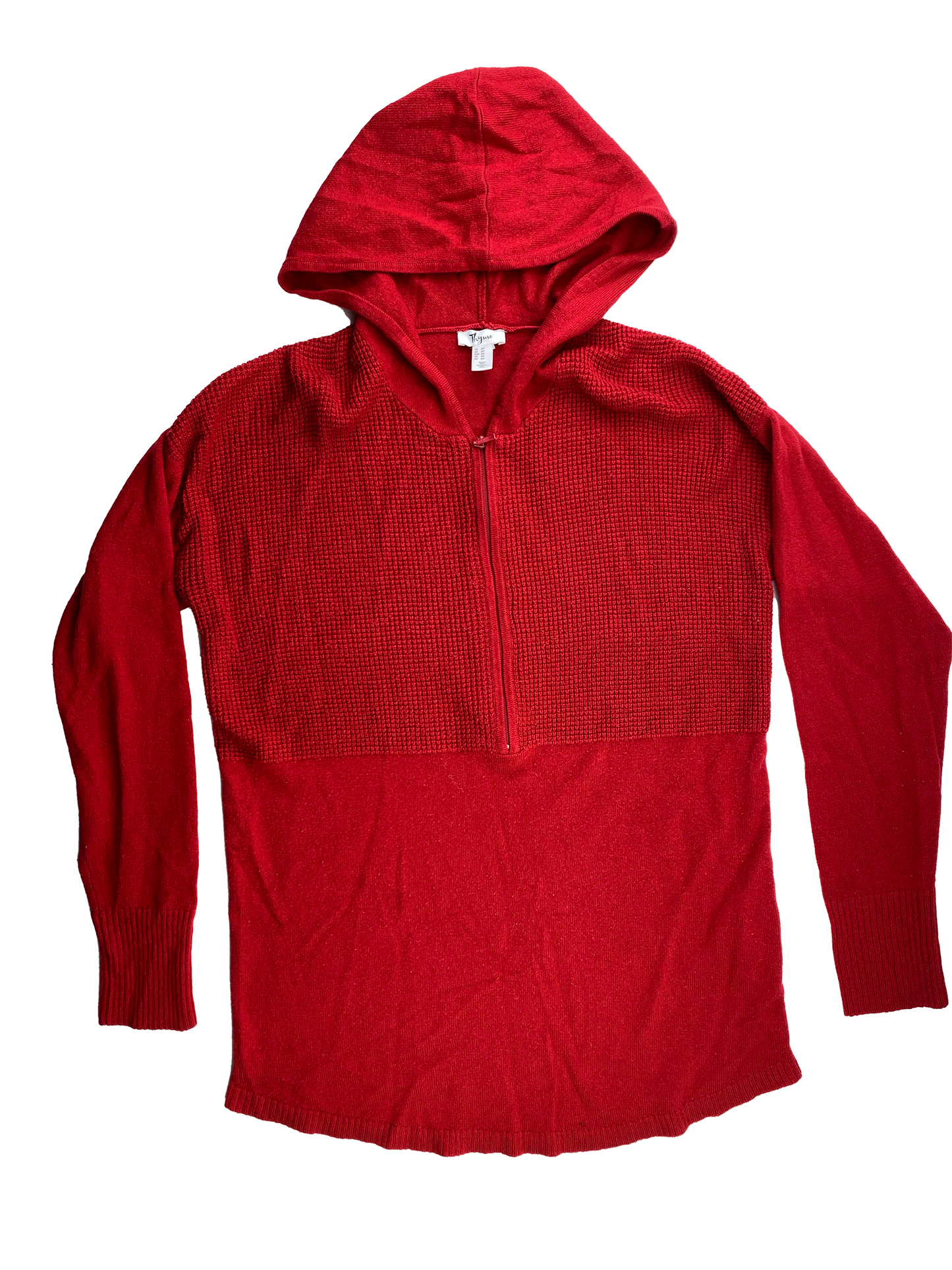 Thyme Red Half-Zip-Knit Hoodie  S