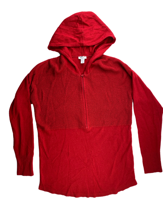 Thyme Red Half-Zip-Knit Hoodie  S