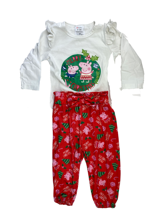 PatPat 2-Piece Set Peppa Pig Long Sleeve Shirt & Paper Bag Pants 9-12M