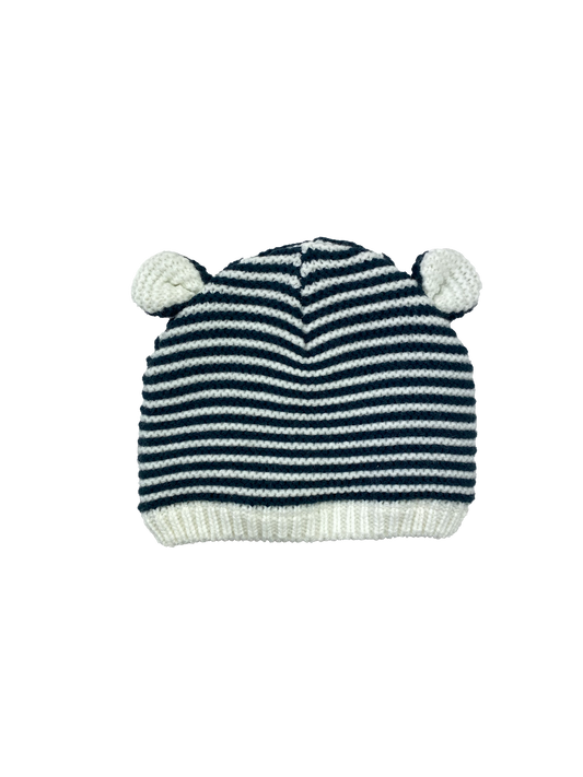 Carter's Black & White Striped Knit Winter Hat 0-3M