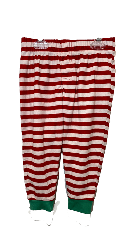 Joe Fresh White & Red Striped Pants with Green Cuffs 3T