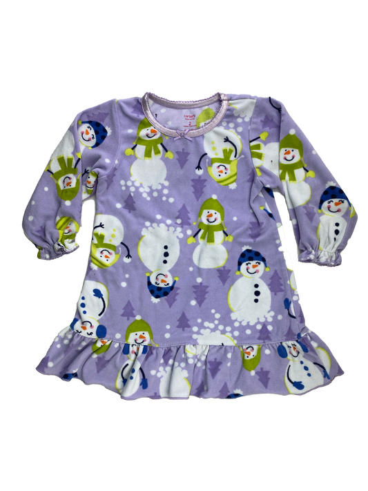 Carter's Purple Nightgown with Snowmen 2T