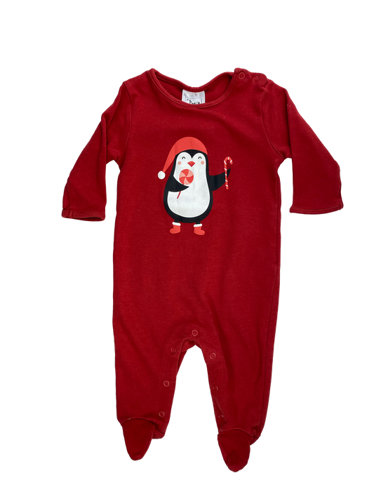 Poco Piano Red Footed Sleeper with Penguin 3-6M