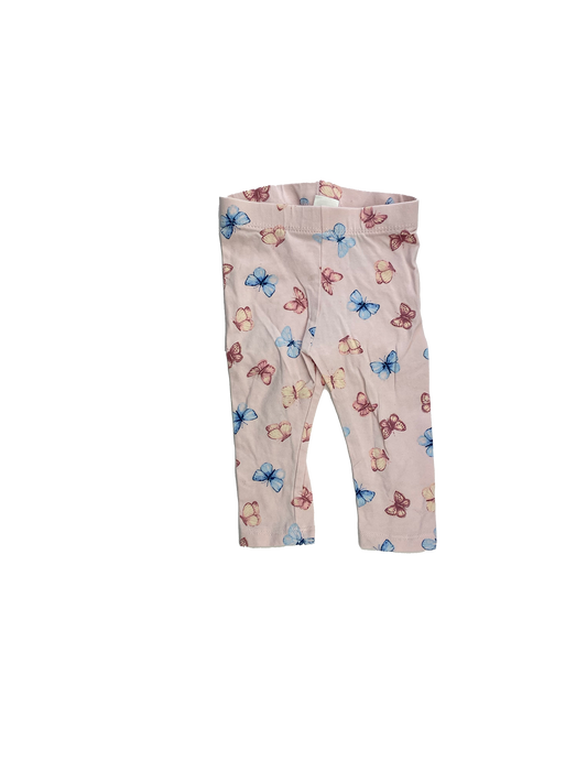 H&M Pink Leggings with Butterflies 4-6M