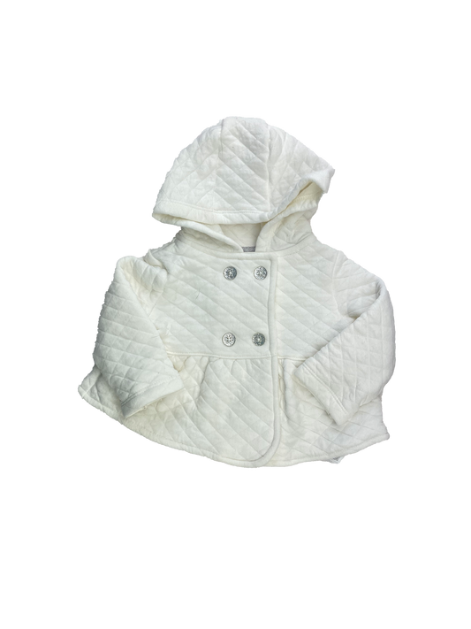 Carter's White Quilted Lightweight Pea Coat with Hood 6M