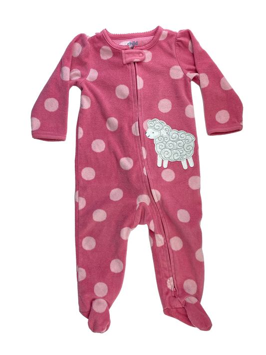 Child of Mine Pink Fleece Footed Sleeper with Lamb 6-9M