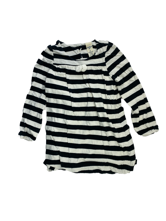 OshKosh Black & White Striped Long Sleeve Dress 3T