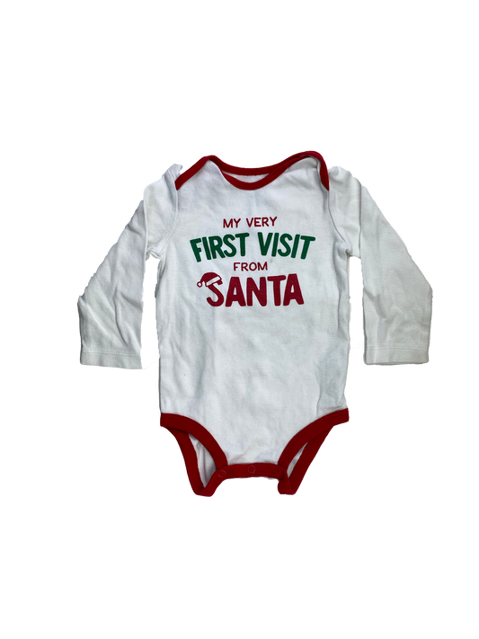 Carter's White Long Sleeve Onesie "My First Visit From Santa" 12M