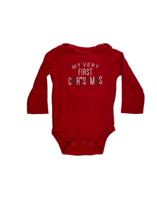 Carter's Red Long Sleeve Onesie "My Very First Christmas" 12M