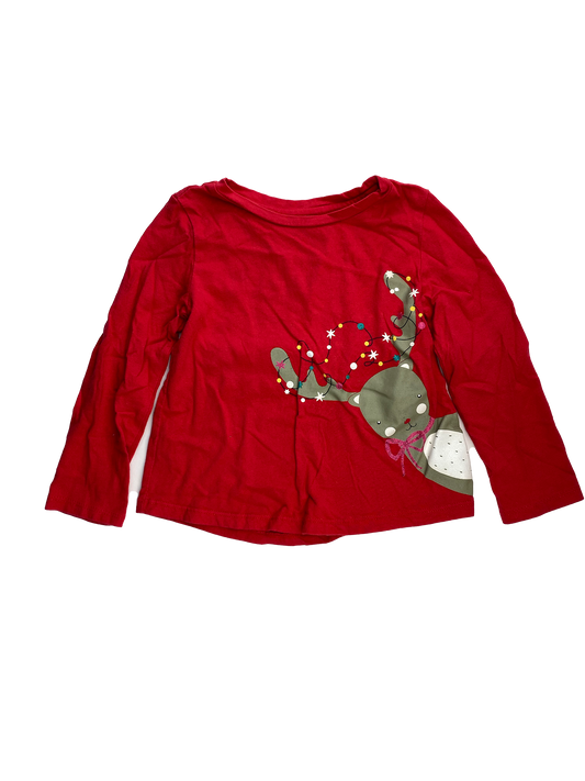 George Red Long Sleeve Shirt with Reindeer 2T