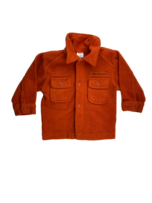 Baby Gap Orange Fleece Long Sleeve Button-Up 12-18M