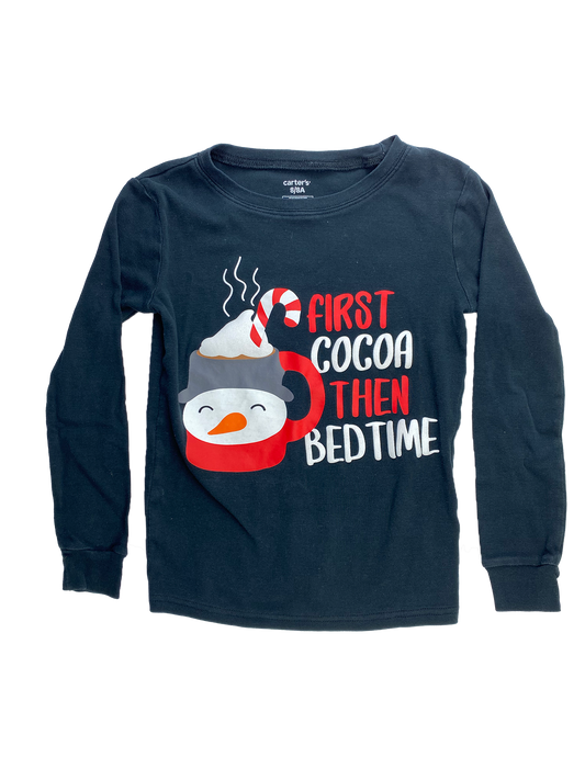 Carter's Black Long Sleeve Shirt with "First Cocoa Then Bedtime" 8